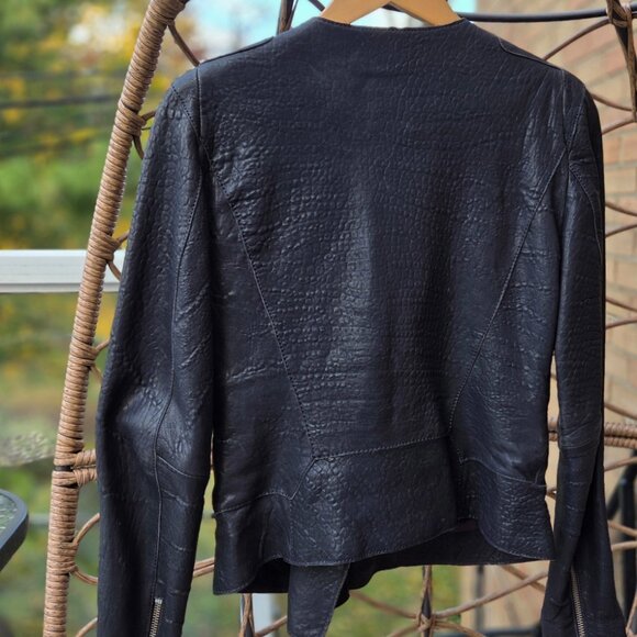 MAJE Leather jacket in midnight blue, size EU 38 - Picture 6 of 12